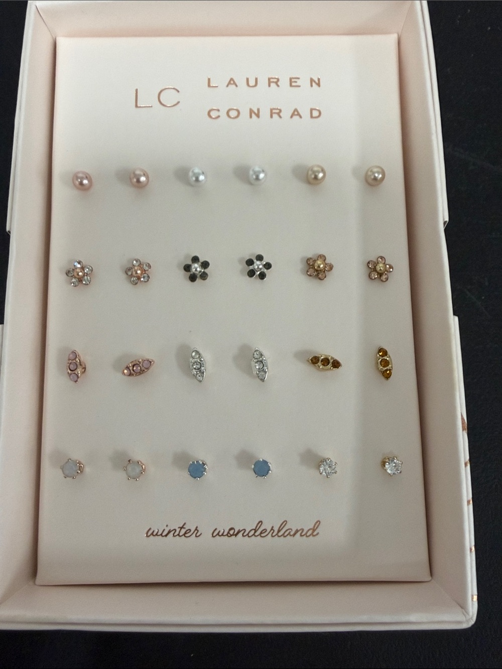 LC Lauren Conrad Mixed Stud Earring Set in Pink, Blue, Gold, Silver